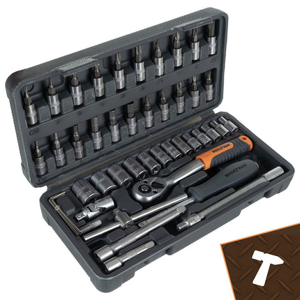 46-Piece Socket Wrench Set with Case, Cr-V Steel