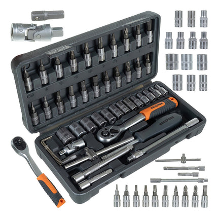 46-Piece Socket Wrench Set with Case, Cr-V Steel