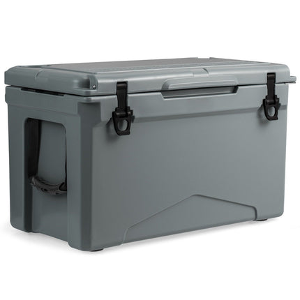 47L insulated box cool box portable heat container with bottle opener and drainage system 69 x 37 x 42 cm gray
