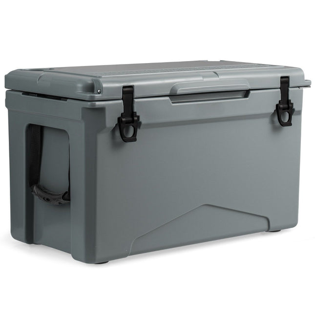 47L insulated box cool box portable heat container with bottle opener and drainage system 69 x 37 x 42 cm gray