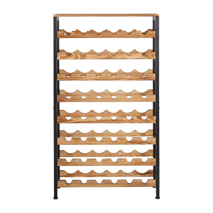 48-Bottle Freestanding Wine Rack, 8-Tier Iron, Wood Top