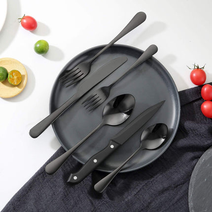 48-Piece Black Stainless Steel Flatware Set, Service for 8