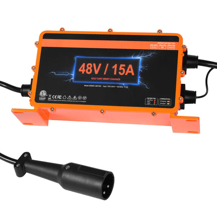 48V Golf Cart Battery Charger, 15A Smart 3-Pin Plug