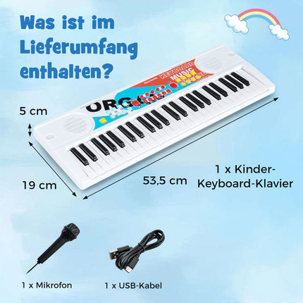 49-Key Kids Keyboard, 8 Rhythms & Sounds, White