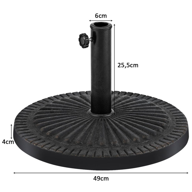 49cm Parasol Base Robust Round Umbrella Holder with Locking Knob Thick Iron Rod