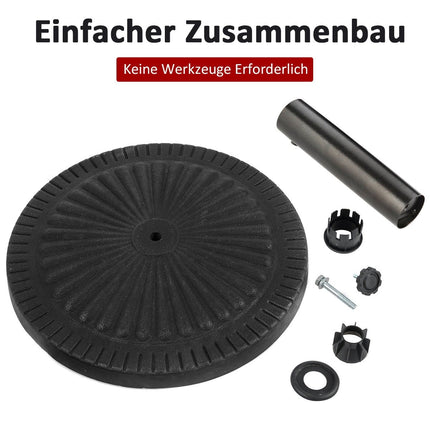 49cm Parasol Base Robust Round Umbrella Holder with Locking Knob Thick Iron Rod