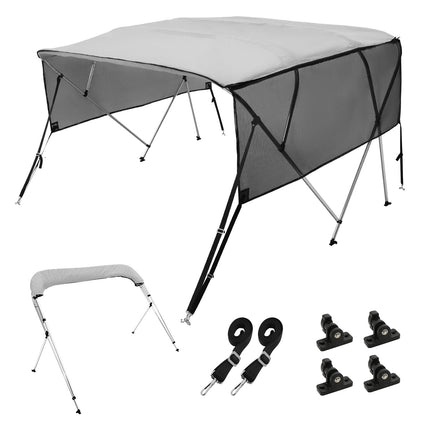 4-Bow Bimini Top Boat Cover, 8 Ft, Mesh Sidewalls