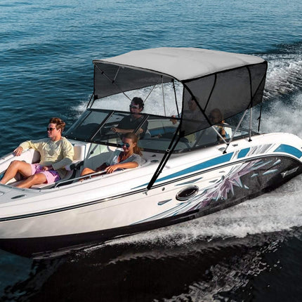 4-Bow Bimini Top Boat Cover, 8 Ft, Mesh Sidewalls