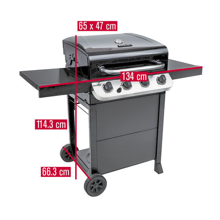 4-Burner Gas Grill with Cast Iron Grates and Thermometer