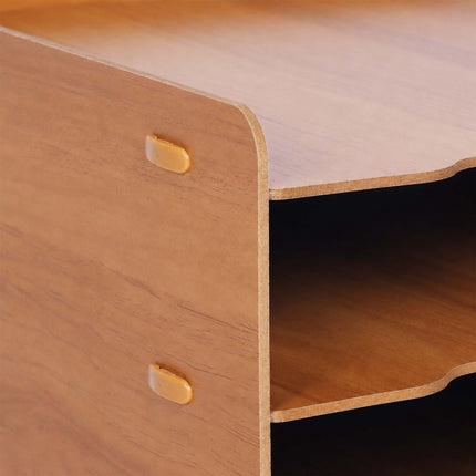 4-Compartment MDF Desk Organiser Tray, Dark Brown