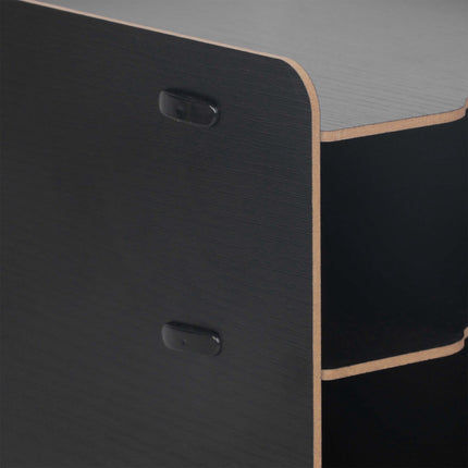 4-Compartment MDF File Tray – Wood-Effect, Black