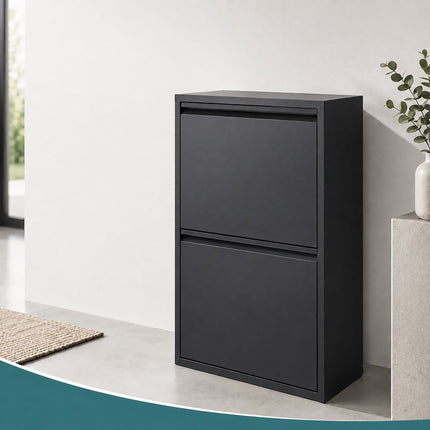 4-Compartment Waste Bin, 4x18L, Black Steel