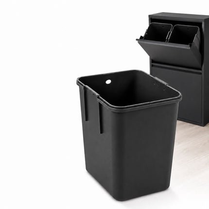 4-Compartment Waste Bin, 4x18L, Black Steel