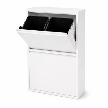 4-Compartment Waste Bin, 4x18L, White, Tilt System