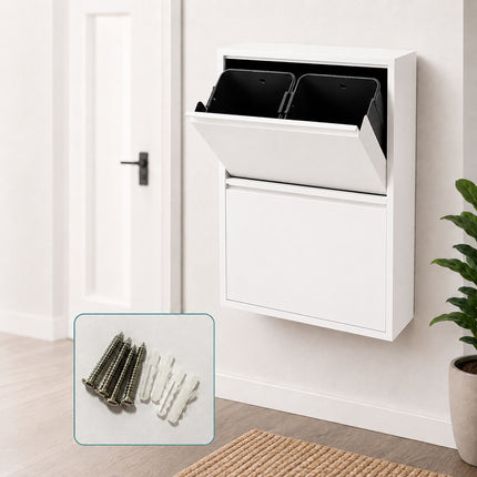 4-Compartment Waste Bin, 4x18L, White, Tilt System