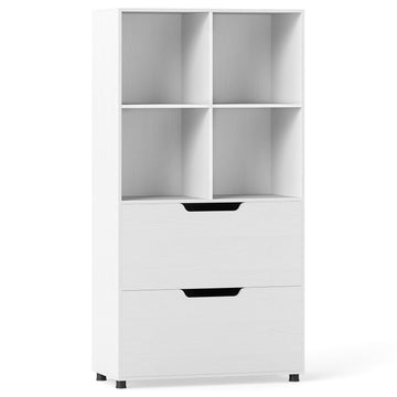 4-Cube Bookshelf with 2 Drawers, 130 cm, White