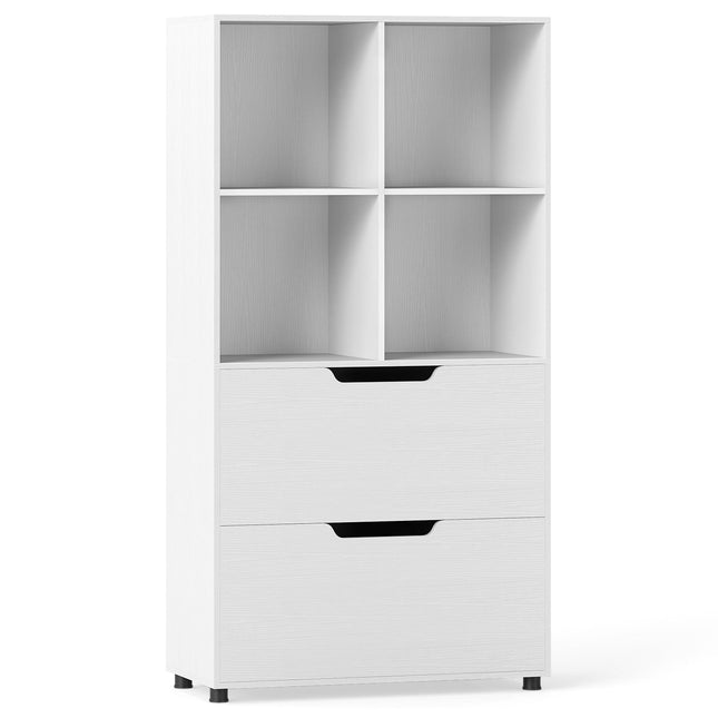 4-Cube Bookshelf with 2 Drawers, 130 cm, White