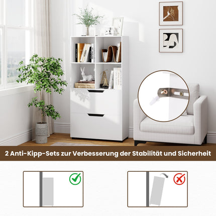 4-Cube Bookshelf with 2 Drawers, 130 cm, White
