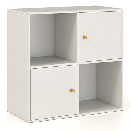 4-Cube Bookshelf with Safety Kit & 2 Doors, White