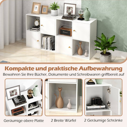 4-Cube Bookshelf with Safety Kit & 2 Doors, White