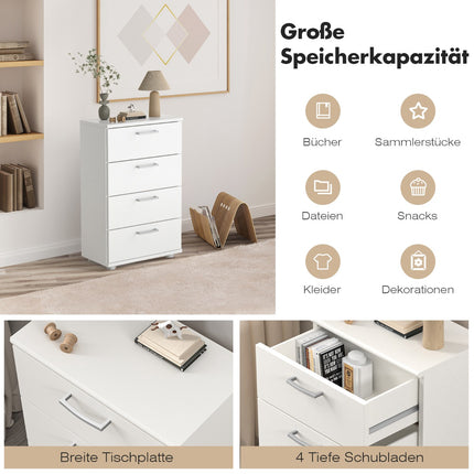 4-Drawer Chest of Drawers, Wood, 50 x 29 x 82 cm
