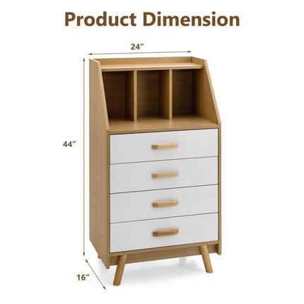 4-Drawer Dresser, Solid Wood, Anti-Tip, Open Shelf