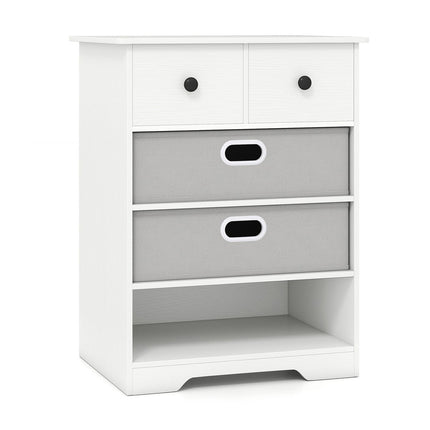 4-Drawer Dresser with Open Shelves, White, 58x42x75 cm