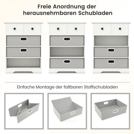 4-Drawer Dresser with Open Shelves, White, 58x42x75 cm