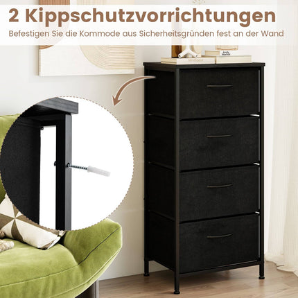 4-Drawer Dresser with Wood Top, Metal Frame, Black