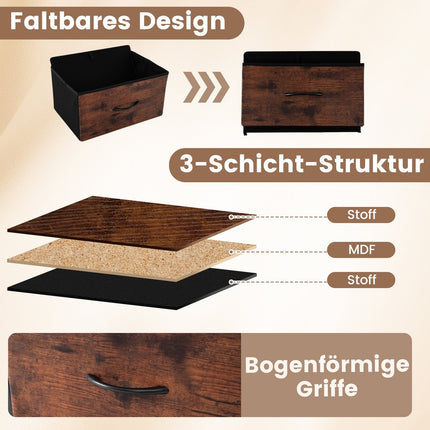 4-Drawer Dresser with Wood Top & Metal Frame, Rustic Brown