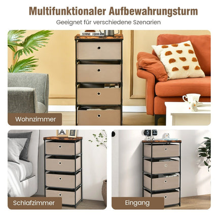 4-Drawer Fabric Dresser for Bedroom Storage, 42x33.5x84.5 cm