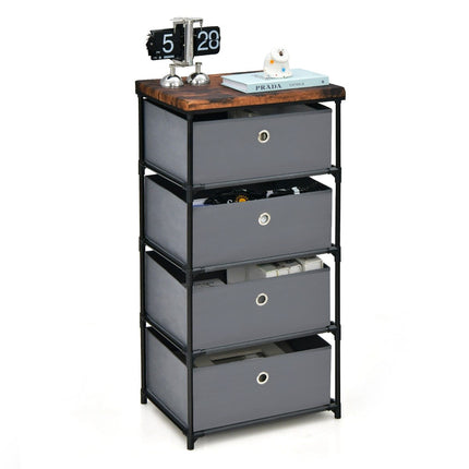 4-Drawer Fabric Dresser for Bedroom Storage, 42x33.5x84.5 cm, Gray