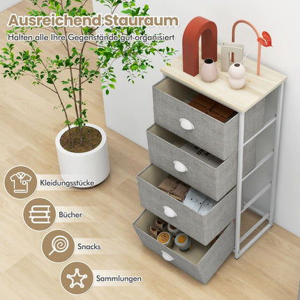 4-Drawer Fabric Dresser with Metal Frame, 45x30x94 cm