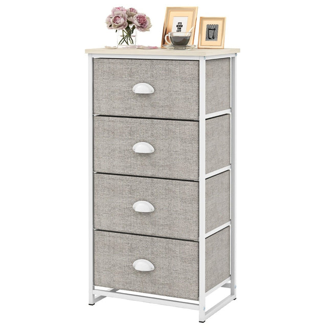 4-Drawer Fabric Dresser with Metal Frame, 45x30x94 cm