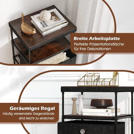4-Drawer Fabric Dresser with Wood Top and Shelf