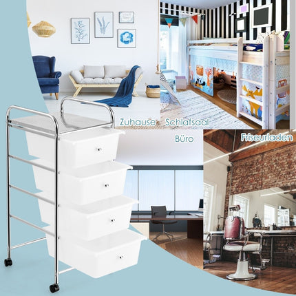 4-Drawer Rolling Storage Cart with Metal Frame, Clear