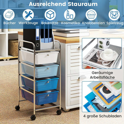 4-Drawer Rolling Storage Cart with Removable Bins