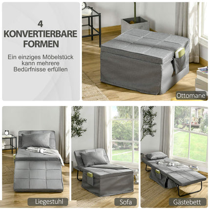 Folding 4-in-1 guest bed & ottoman with adjustable height