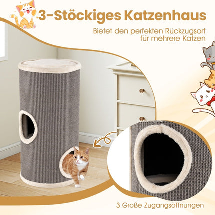 4-Level Cat Tree with Sisal Scratch Board and Cozy Bed
