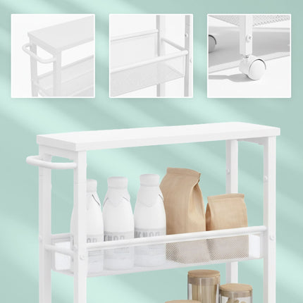 4-Level Kitchen Trolley, Metal & MDF, Mobile Storage