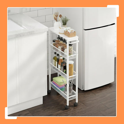 4-Level Kitchen Trolley, Metal & MDF, Mobile Storage