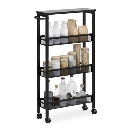 4-Level Kitchen Trolley, Metal & MDF, Mobile Storage