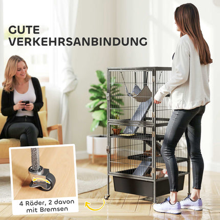 4-Level Small Animal Cage with Platforms and Ramps