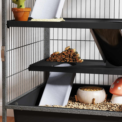 4-Level Small Animal Cage with Platforms and Ramps