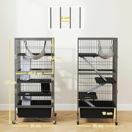 4-Level Small Animal Cage with Platforms and Ramps