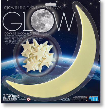 4M Stickers Set Glow-In-The-Dark Moon & 12 Stars