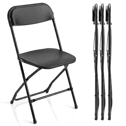 4 Pack Black Folding Chairs with Heavy Duty Metal Frame