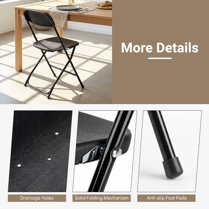 4 Pack Black Folding Chairs with Heavy Duty Metal Frame