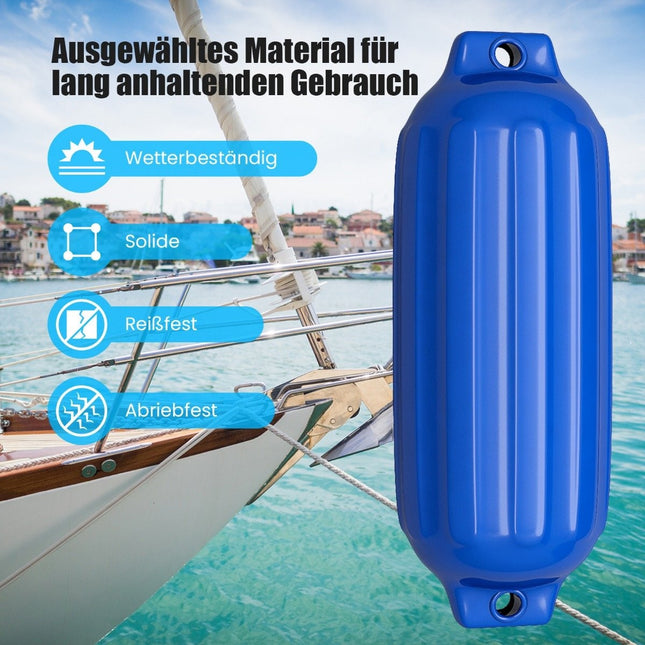 4-Pack Blue Ribbed Boat Fenders, Marine-Grade PVC