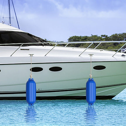 4-Pack Blue Ribbed Boat Fenders, Marine-Grade PVC